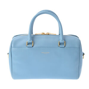 SAINT LAURENT Baby Duffle Bag Blue Leather Handbag